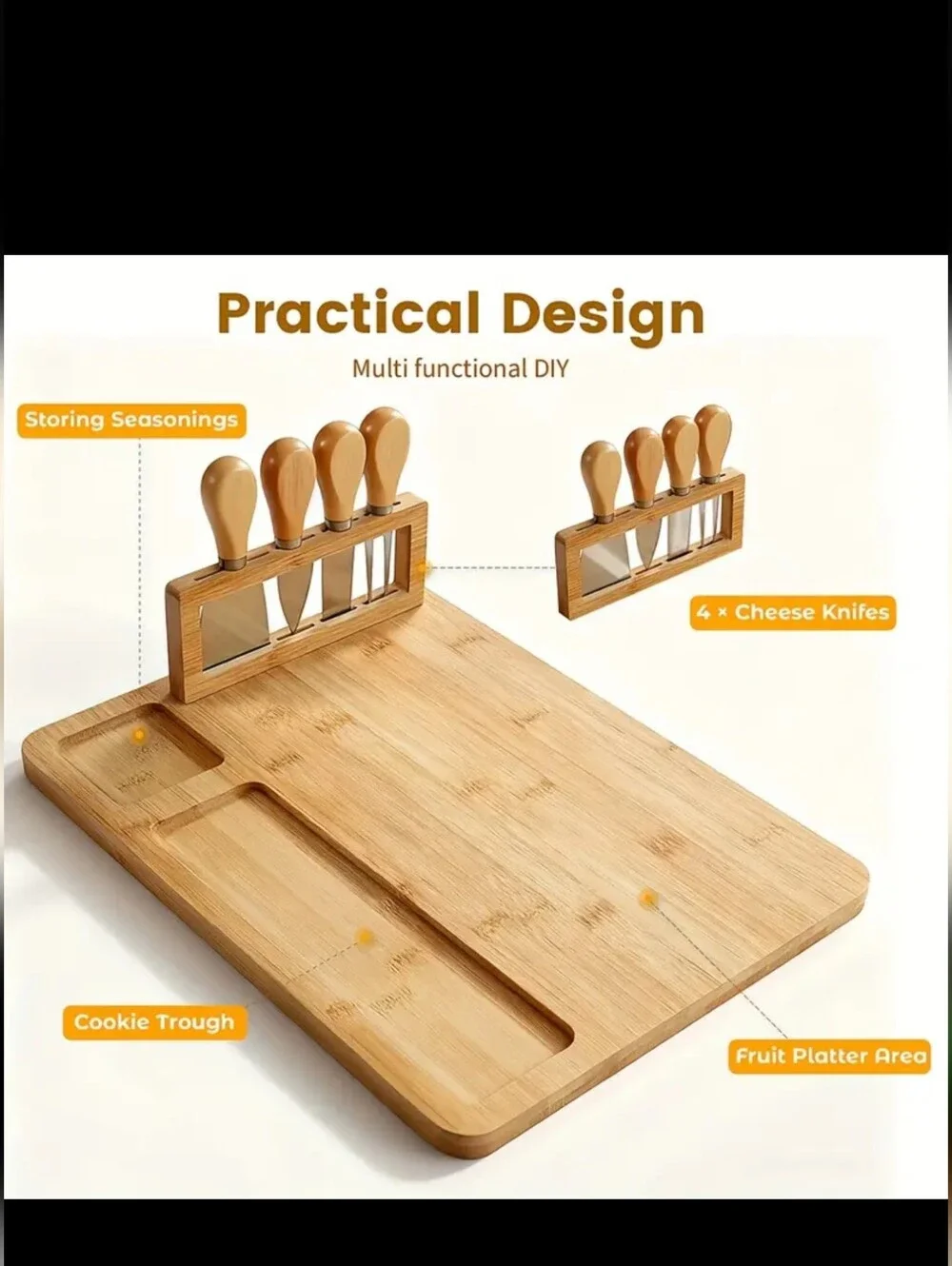 Bamboo Charcuterie Board With Knife Set